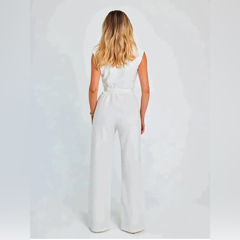NEW White Wide Leg Jumpsuit - Picture 3 of 5